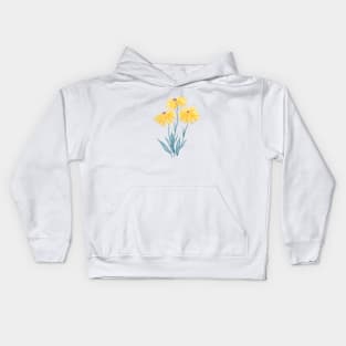 three abstract yellow flower painting Kids Hoodie